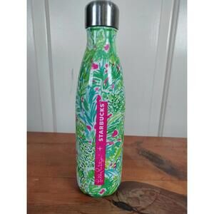 Lilly Pulitzer x Starbucks S'well Water Bottle 17oz Palm Beach Jungle Green Pink